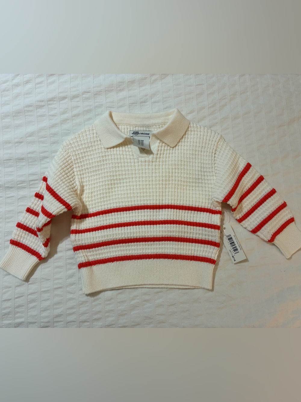 NWT Sofia Grainge Amazon Essentials Cream Waffle Knit sweater